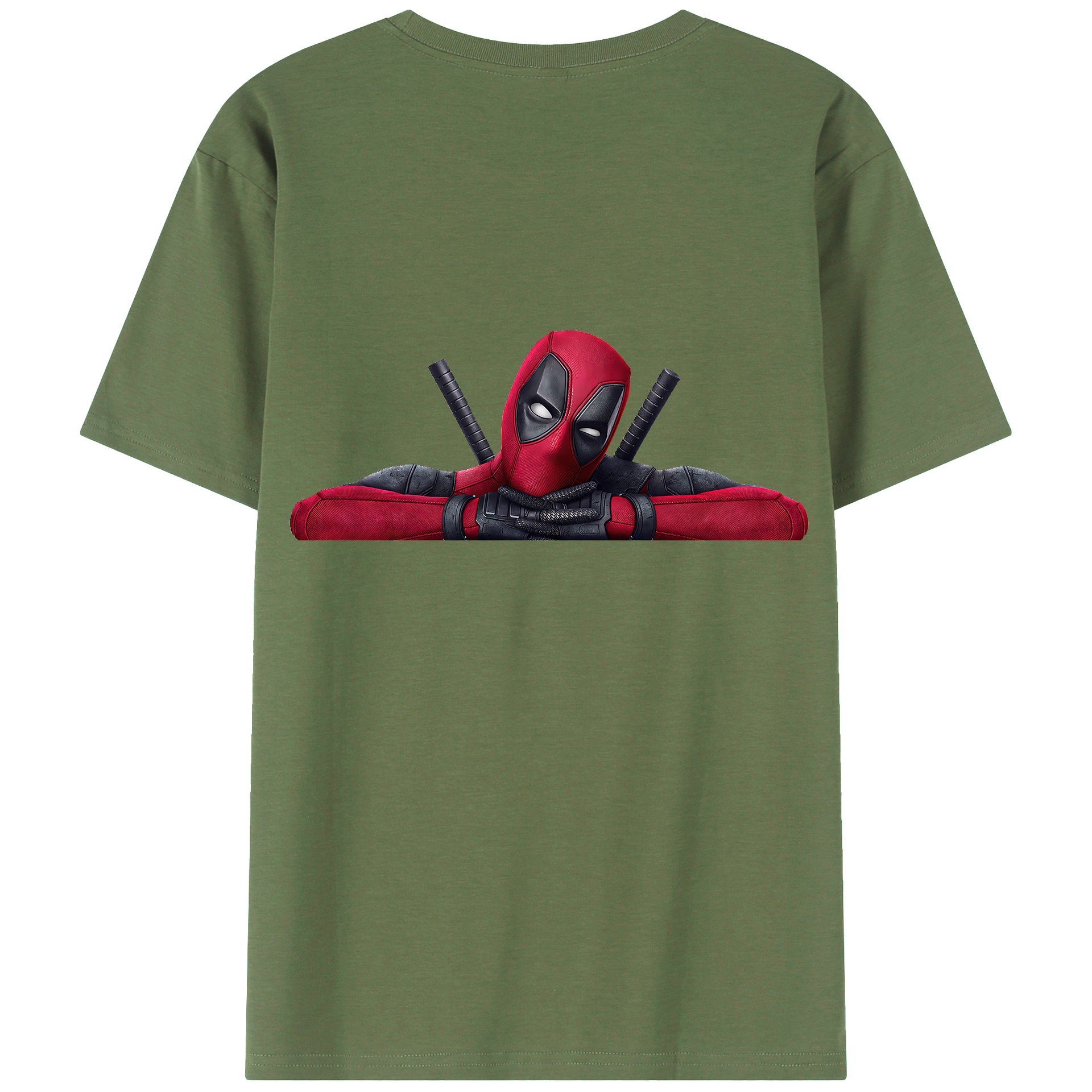 （画像用） Deadpool デッドプール 綿100％ メンズ半袖Tシャツ（バックプリント） 通気性